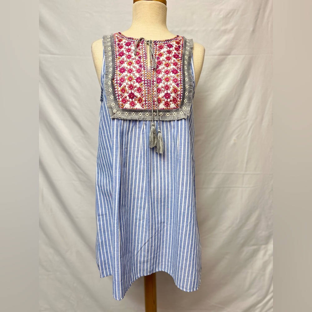 entro Blue & Pink Embroidered Mini Dress